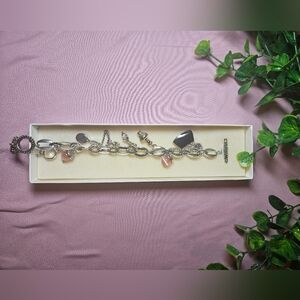 Chic Silver and Pink Charm Bracelet